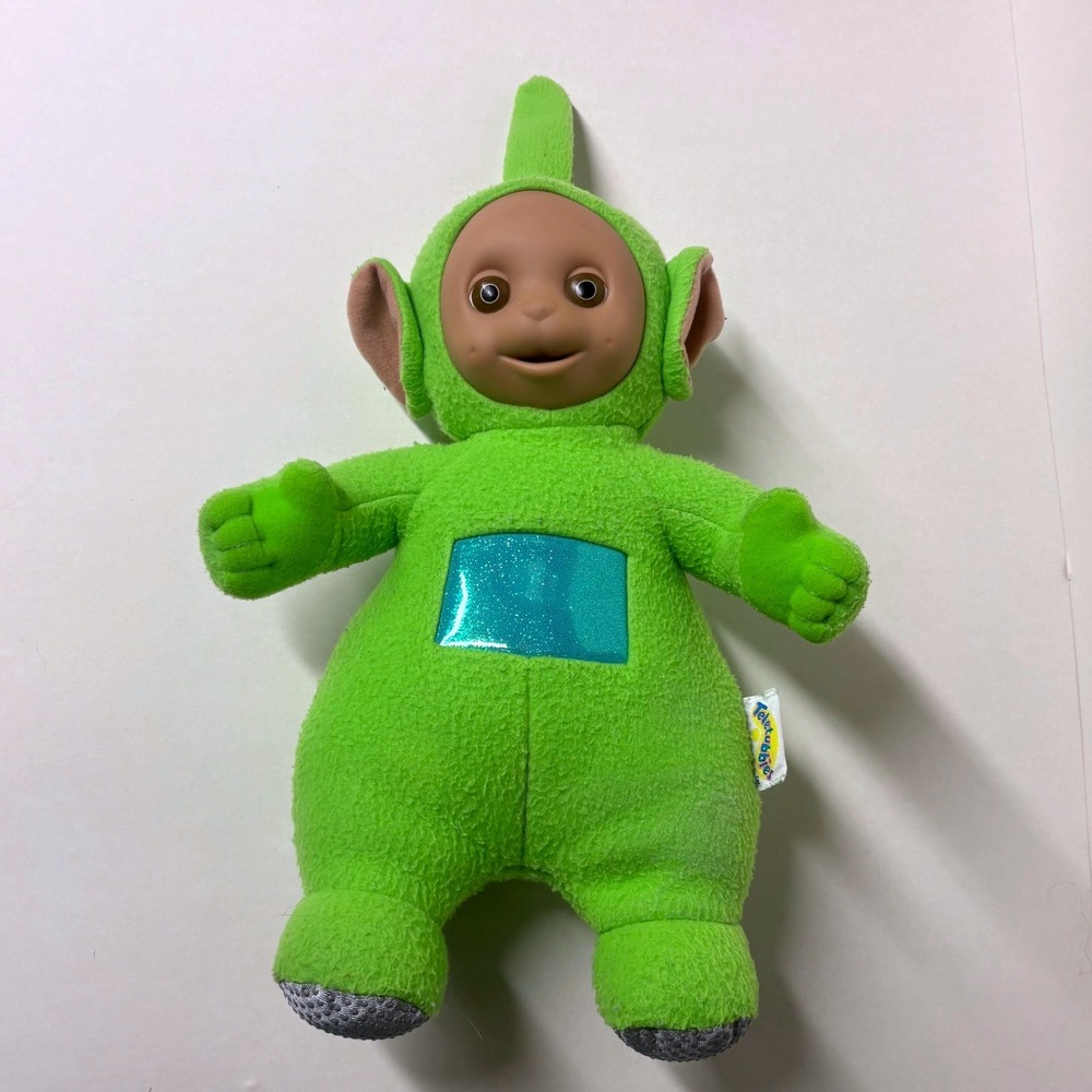 Vintage 1998 Playskool Teletubbies Talking Dipsy Green Plush Doll Toy 16" Works